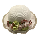 Colori Chiari Cappello In Paglia Tinta Unita con Applicaizoni per Neonata FN9982199 PANNA COLORI CHIARI 