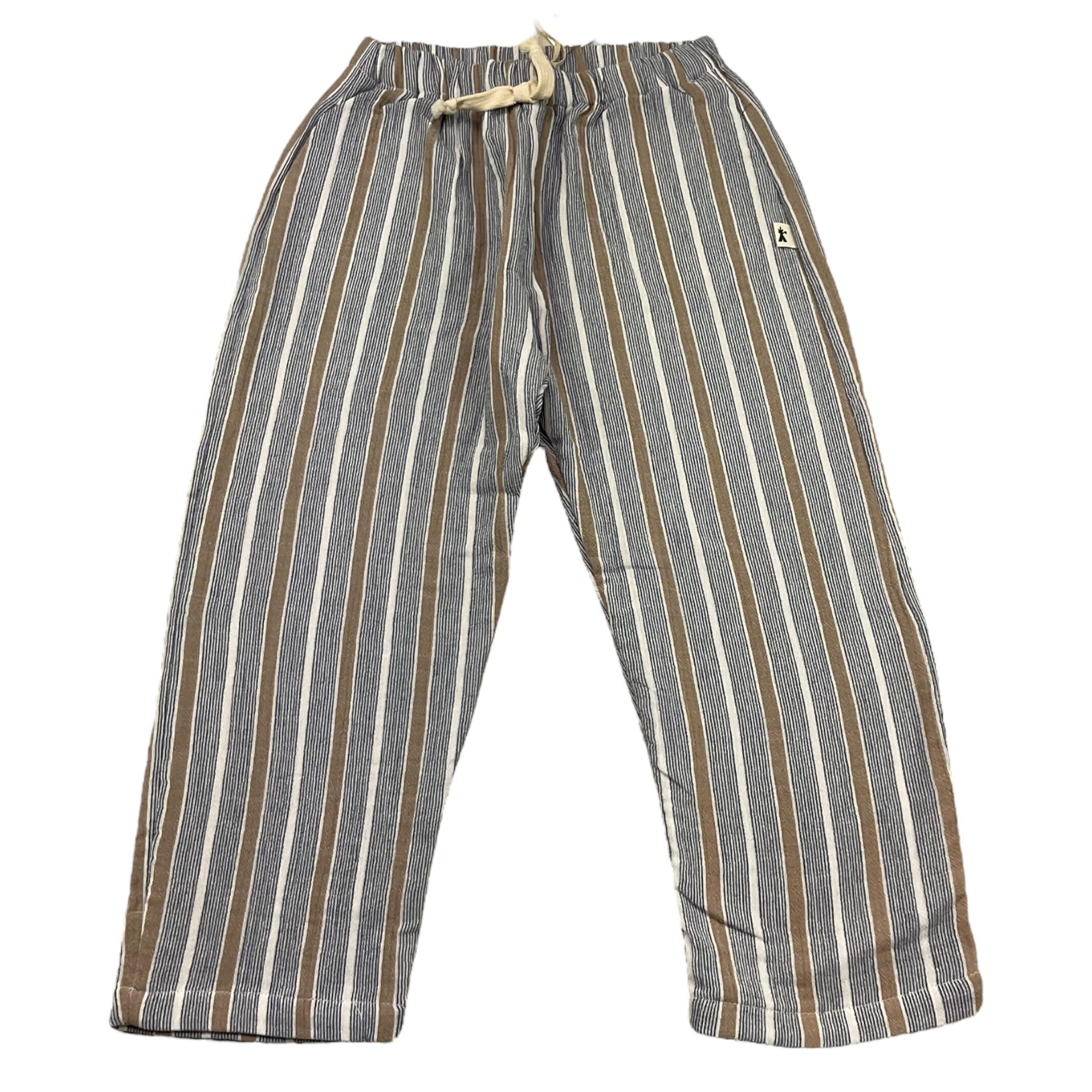 Petit Indi Pantalone Tinta Unita con Fantasia A Righe per Bambino SS25BK8229 BLU PETIT INDI 