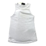 Disclaimer Solid Color Crew Neck Tank Top With White Print For Girls