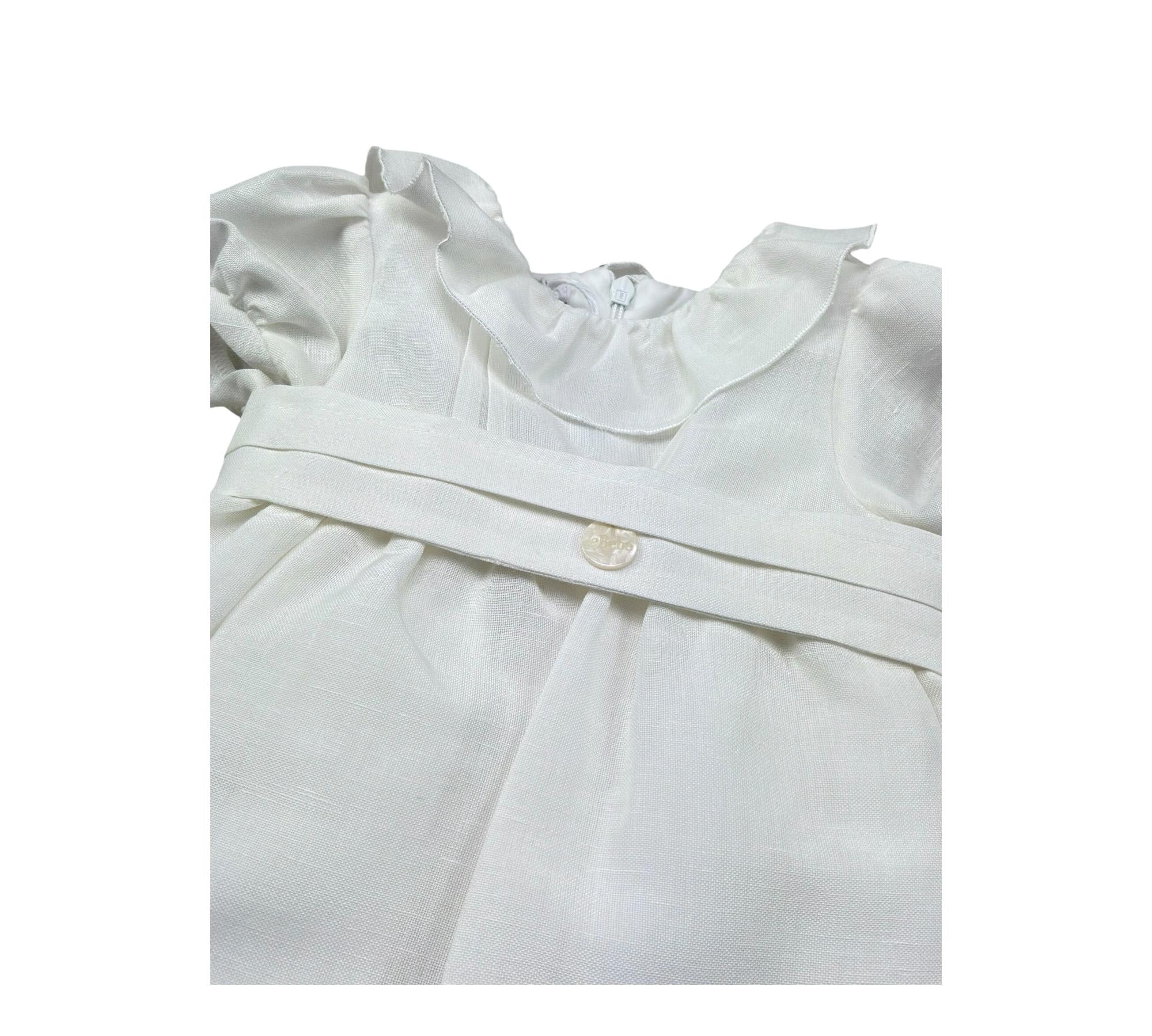 Le Bebe Abito Mezza Manica Tinta Unita per Neonata LBG6319 BIANCO LE BEBE 