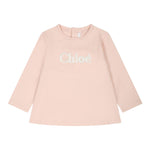 CHLOE' shirt girocollo tinta unita cn logo Rosa per Neonata C05450 ROSA CHLOE' 