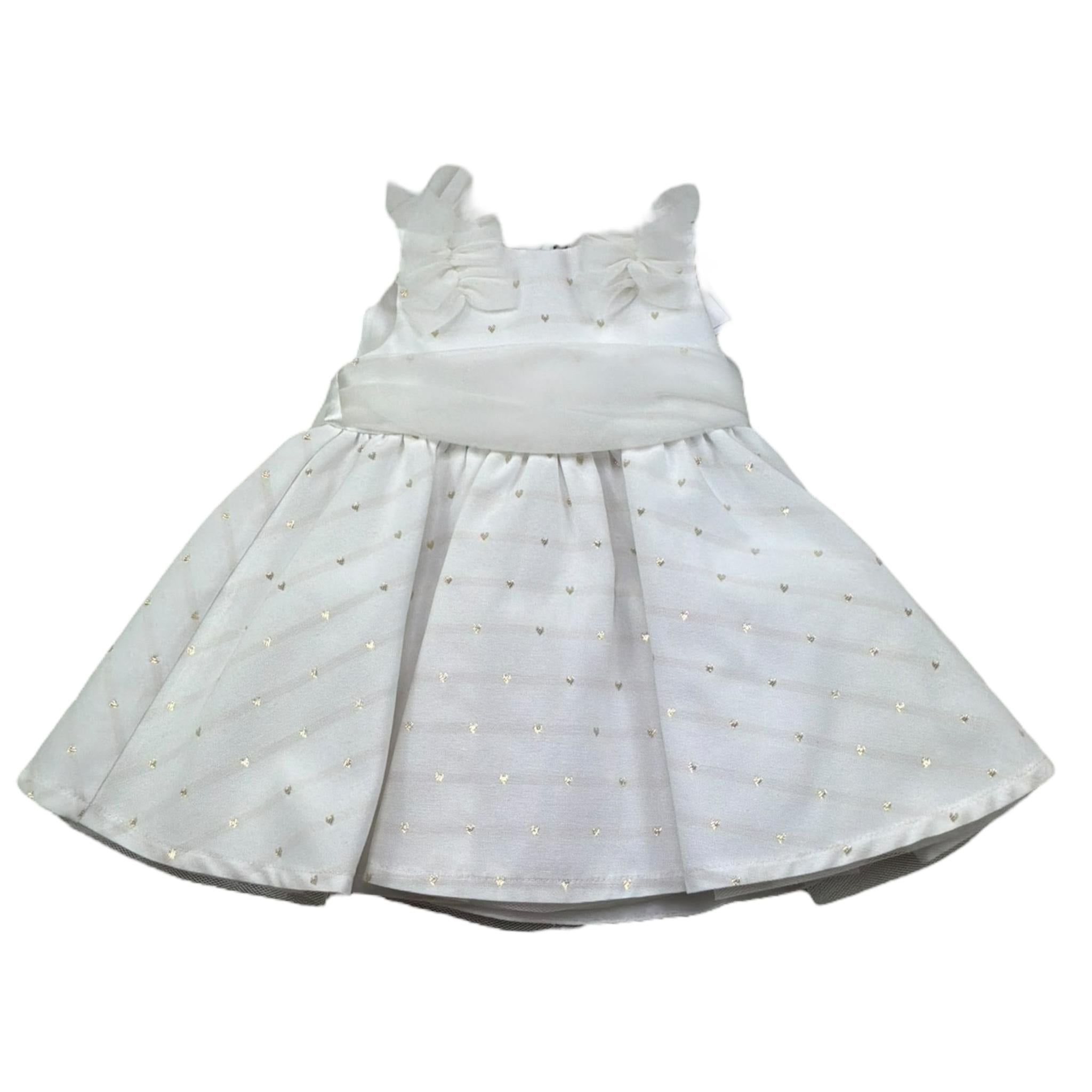 I Delfi Abito Giromanica Tinta Unita con Tulle per Neonata 25P5117 BIANCO I DELFI 