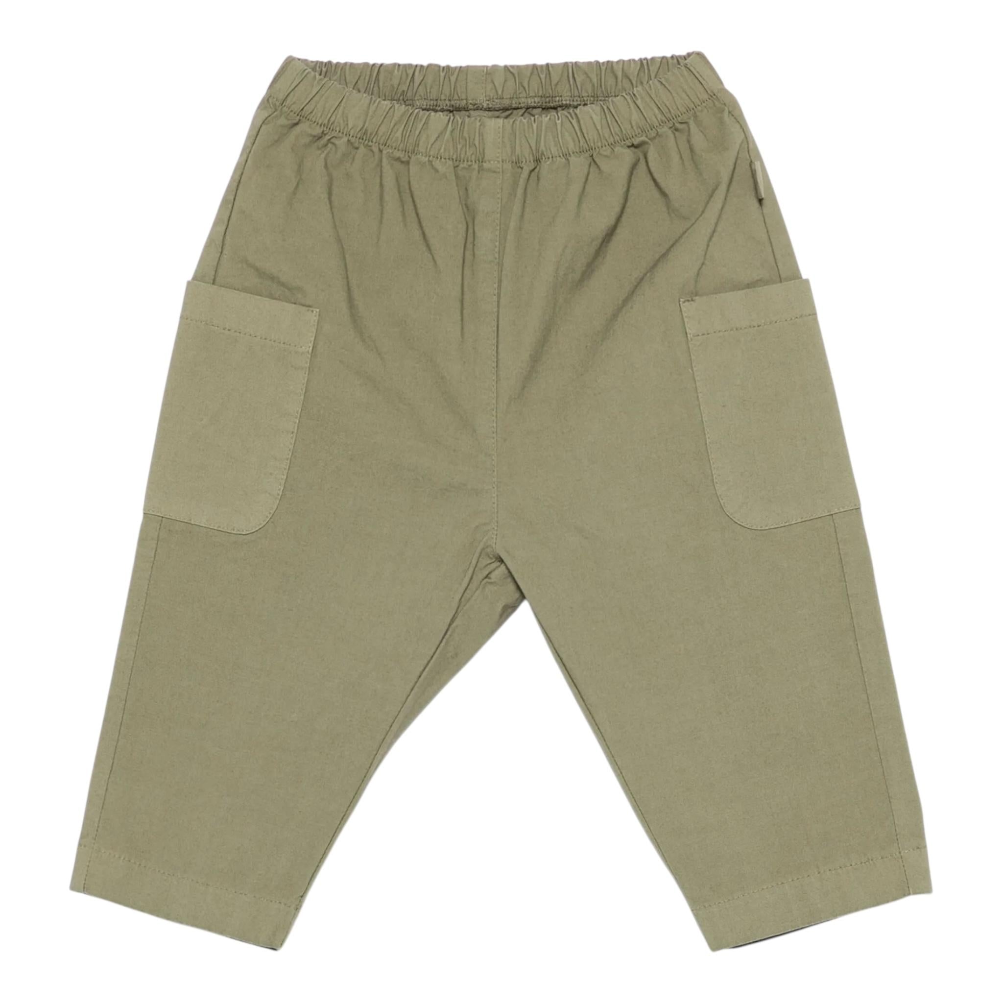 Teddy E Minou Pantalone Tinta Unita con Elastico In Vita per Neonato E25PT010C6035 VERDE TEDDY E MINOU 