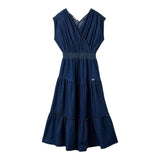 Liu Jo Solid Color Blue Denim Sleeveless Dress For Girls