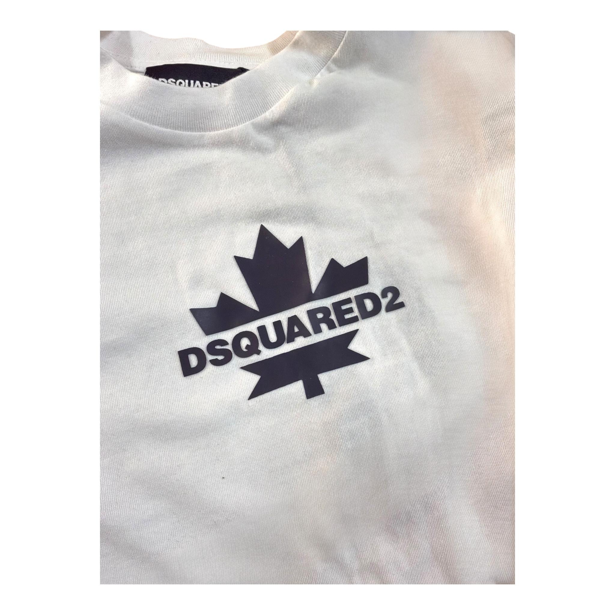 Dsquared2 T-Shirt Girocollo Tinta Unita con Stampa per Bambino DQ2743X BIANCO DSQUARED2 