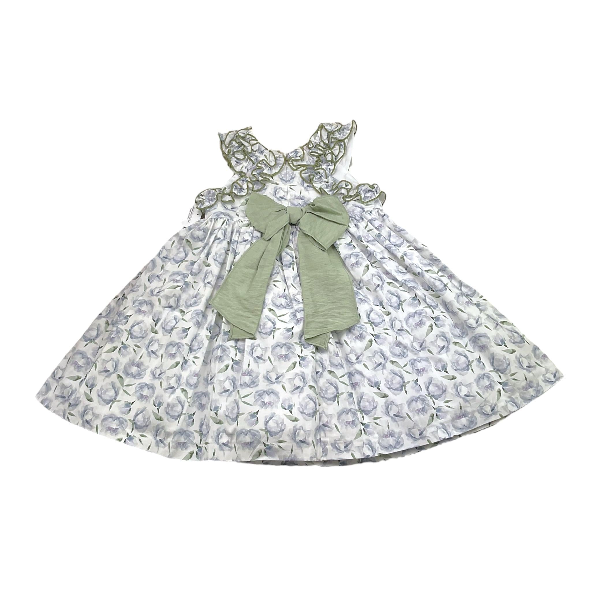 Marta Y Paula Abito Tinta Unita con Fantasia Fiori per Bambina FAMILIA BIANCO MARTA Y PAULA 