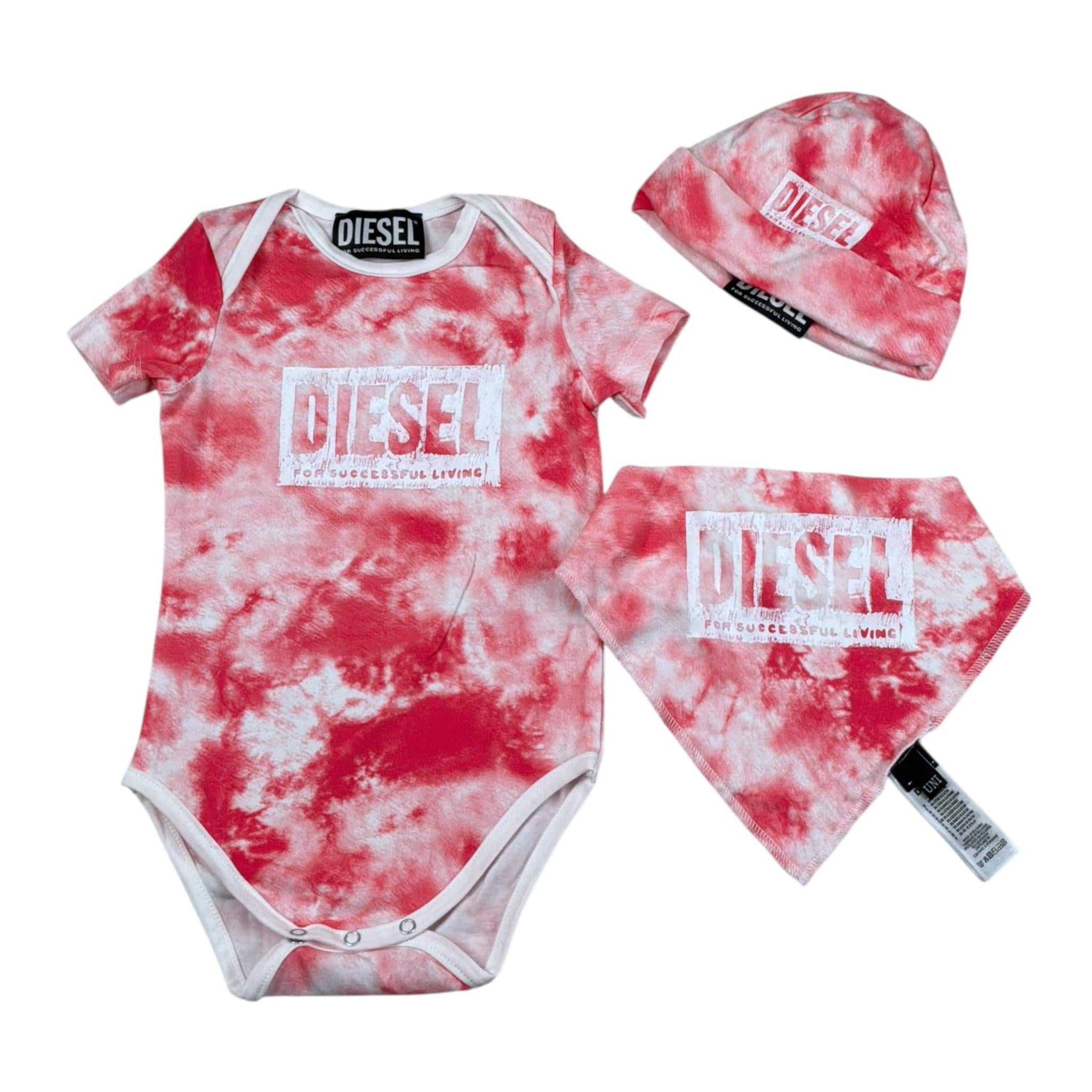 Diesel Set 3 Pezzi Body-Bevetta-Cappello per Neonata N00027F ROSA DIESEL 