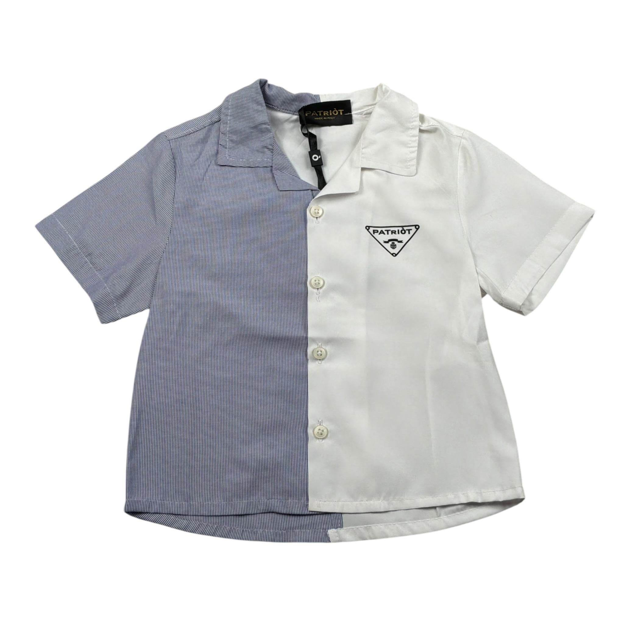Patriot Camicia Mezza Manica Fantasia A Righe Bianco/Blu per Bambino 00814J BIANCO/BLU PATRIOT 