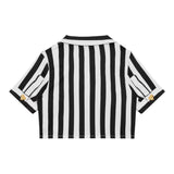Moschino Two-Tone Crop Shirt With Black/White Striped Pattern For Girls