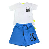 Icon Completo Bicolore T-Shirt-Bermuda per Bambino INBFS00608 BIANCO/BLU ICON 
