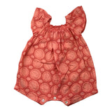 Zhoe &amp; Tobiah Solid Color Coral Lace Embroidery Romper For Baby Girl
