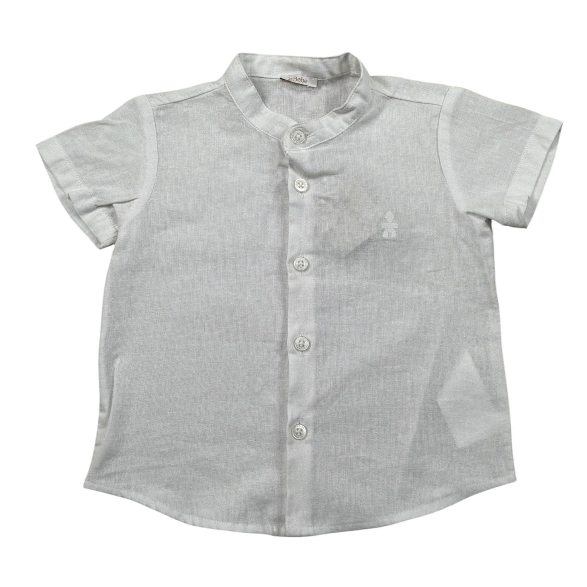 Le Bebe Camicia Mezza Manica Tinta Unita Collo Coreano per Neonato LBB4934X BIANCO LE BEBE 