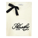 Philosophy Maglia Girocollo Tinta Unita con Logo per Bambina I9E610 PANNA PHILOSOPHY 
