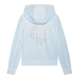 Juicy Couture Girls' Solid Color Suede Hoodie Light Blue