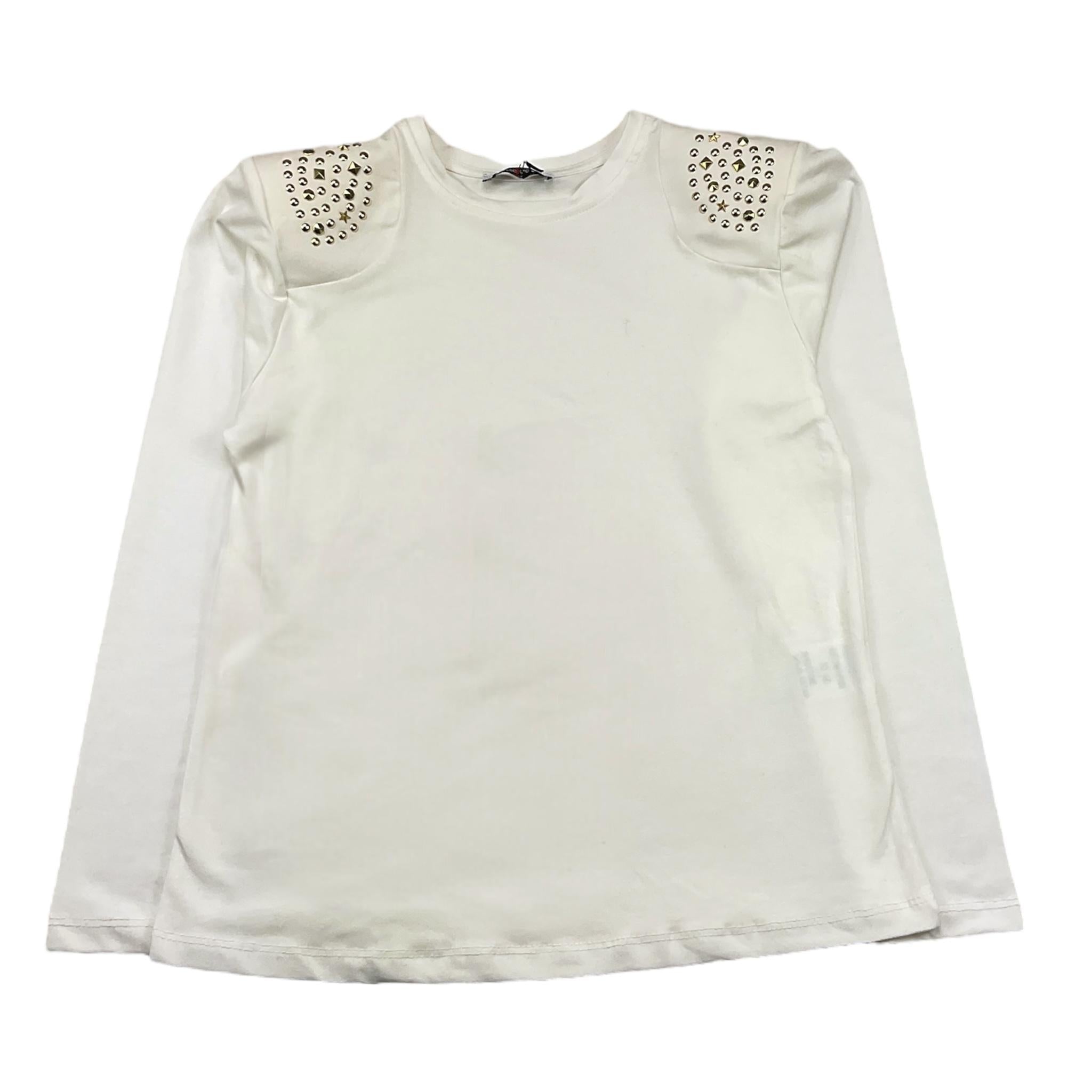 NAIDA shirt girocollo tinta unita con borchie Panna per Bambina NATS182 PANNA NAIDA 