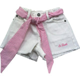 Saint Barth Short Tinta Unita con Cinturino per Bambina KIKOJR BIANCO SAINT BARTH 