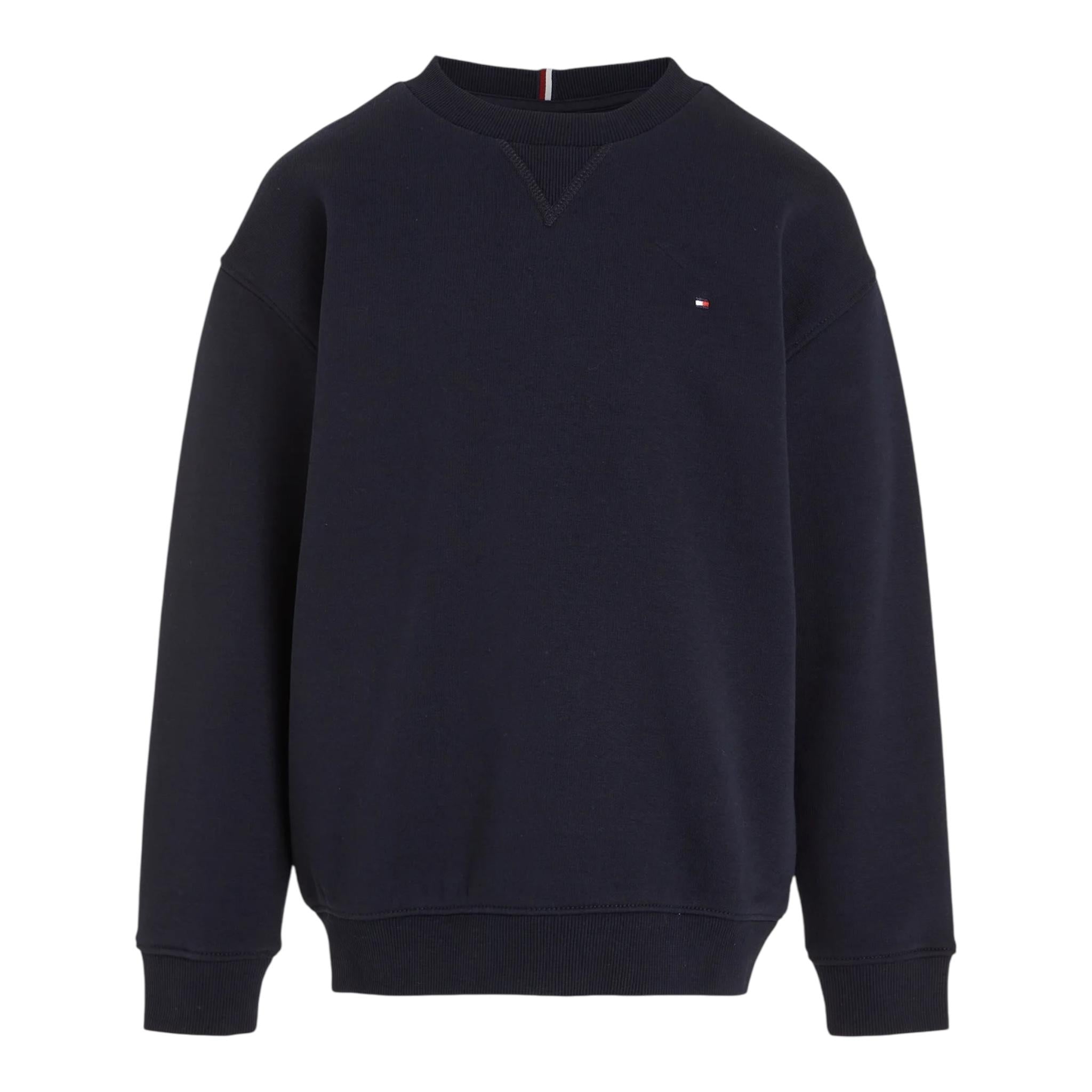 TOMMY HILFIGER felpa girocollo tinta unita Blu per Bambino KS0KS00448 BLU TOMMY HILFIGER 