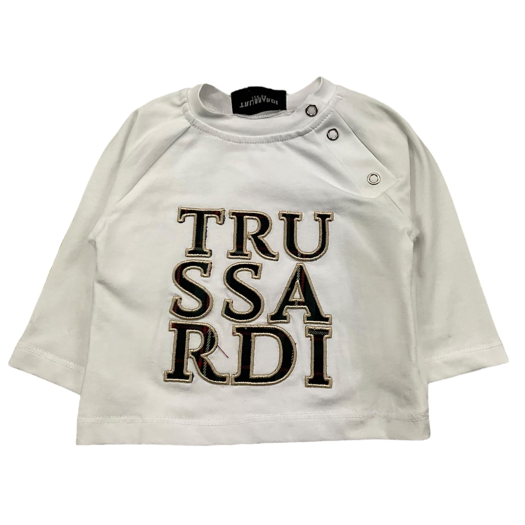 TRUSSARDI shirt girocollo tinta unita con stampa in contrasto Bianco per Neonato TIA25218TS BIANCO TRUSSARDI 