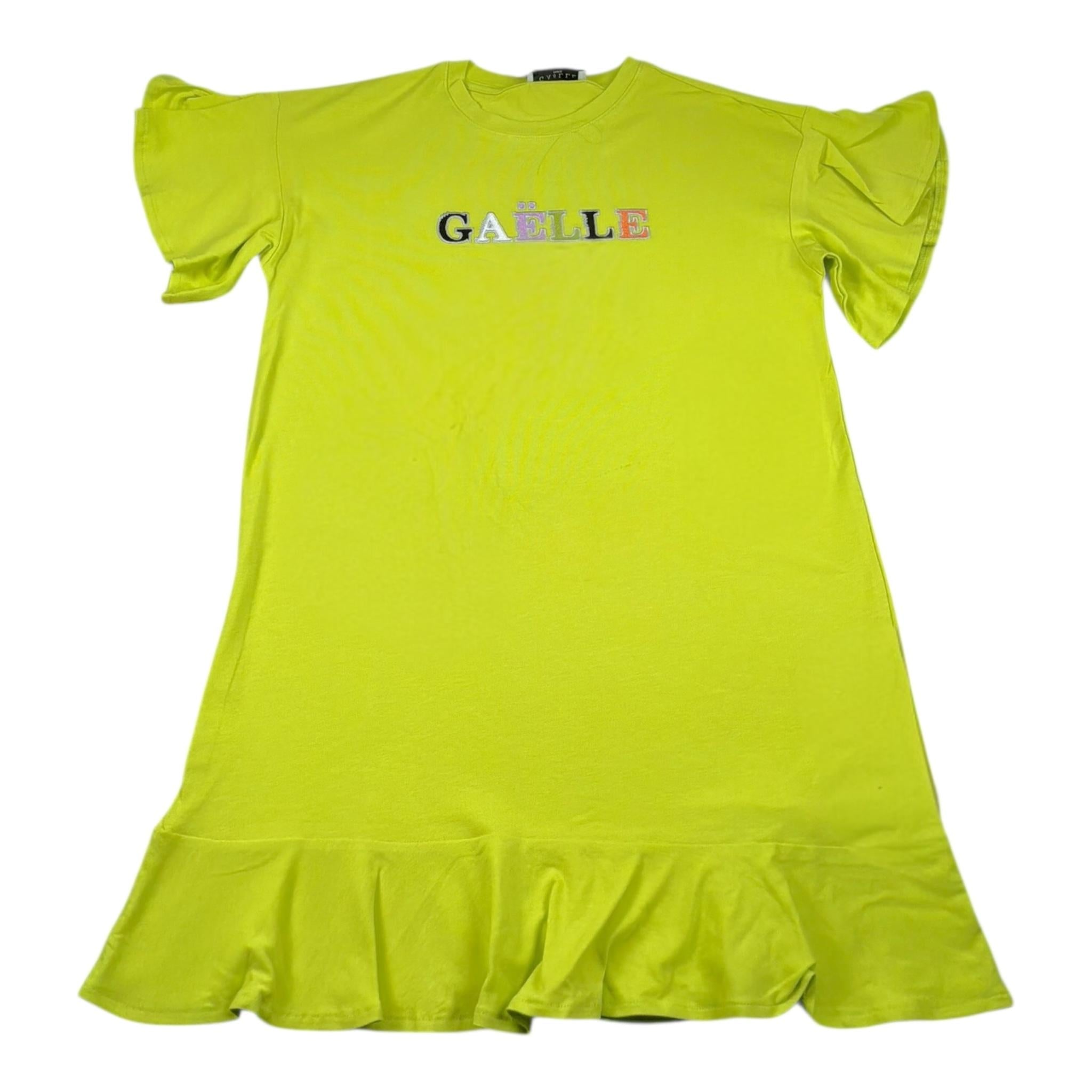 Gaelle Abito Mezza Manica Tinta Unita con Stampa per Bambina 2746V00339XX VERDE GAELLE 