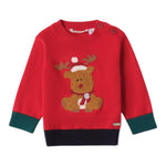 MINI BANDA maglia girocollo tinta unita con renna Rosso per Neonato A671 ROSSO MINI BANDA 