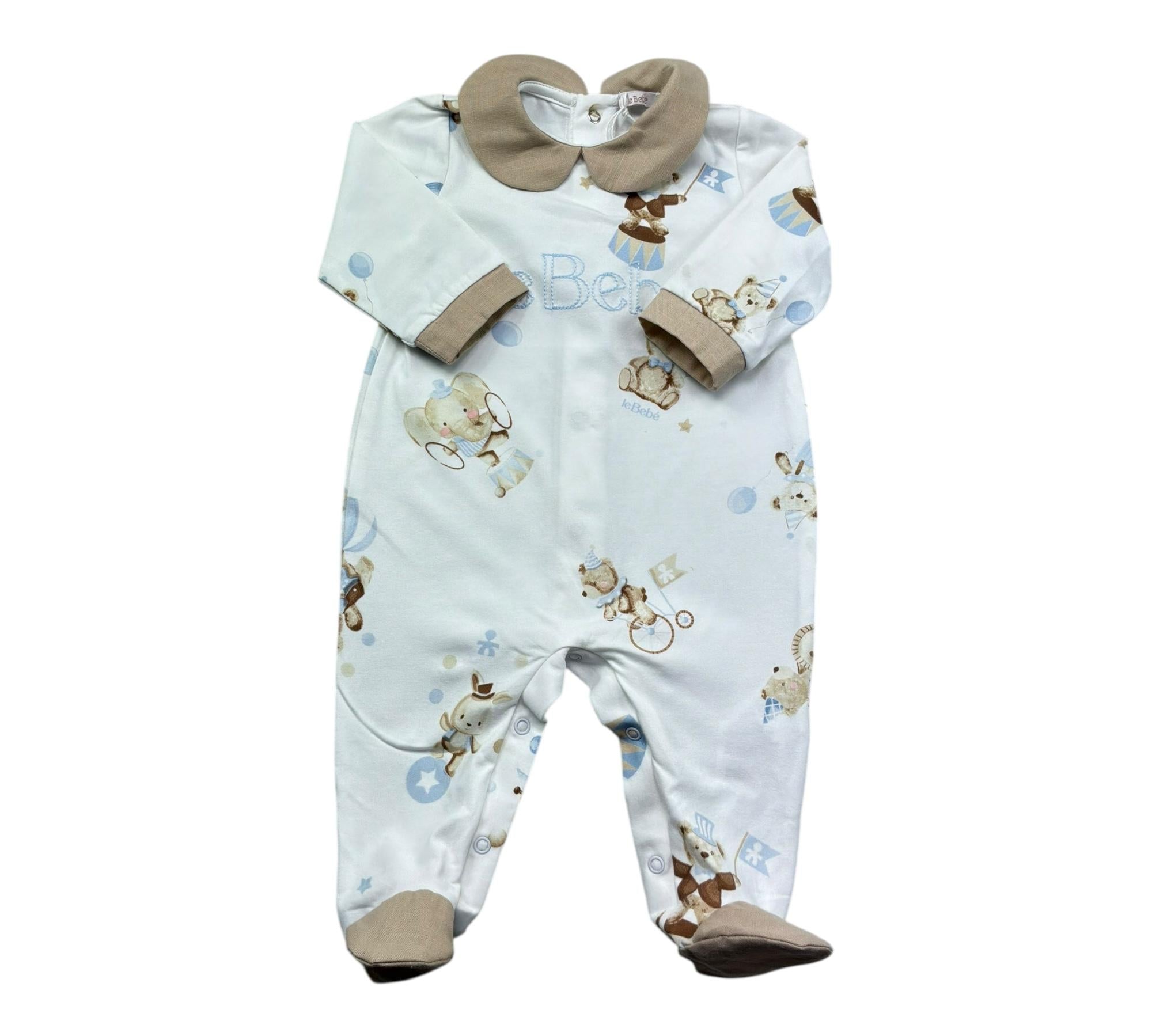 Le Bebe Tutina Manica Lunga Tinta Unita con Stampe per Neonato LBB5272 BIANCO LE BEBE 