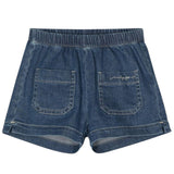 The Owl Denim Shorts Solid Color With Elastic Waist Blue For Baby Girl