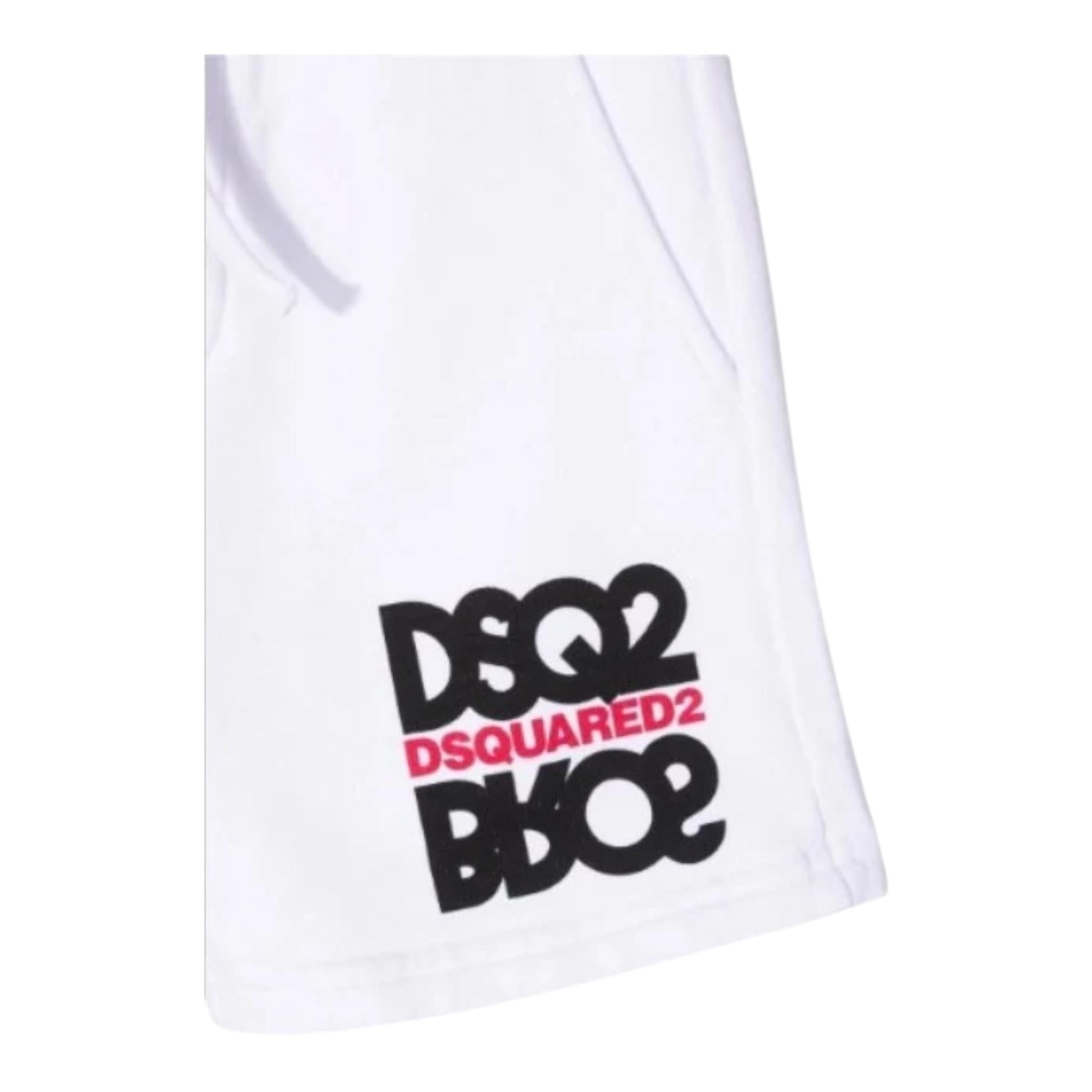 Dsquared2 Bermuda Tuta Tinta Unita con Logo per Bambino DQ0865 BIANCO DSQUARED2 