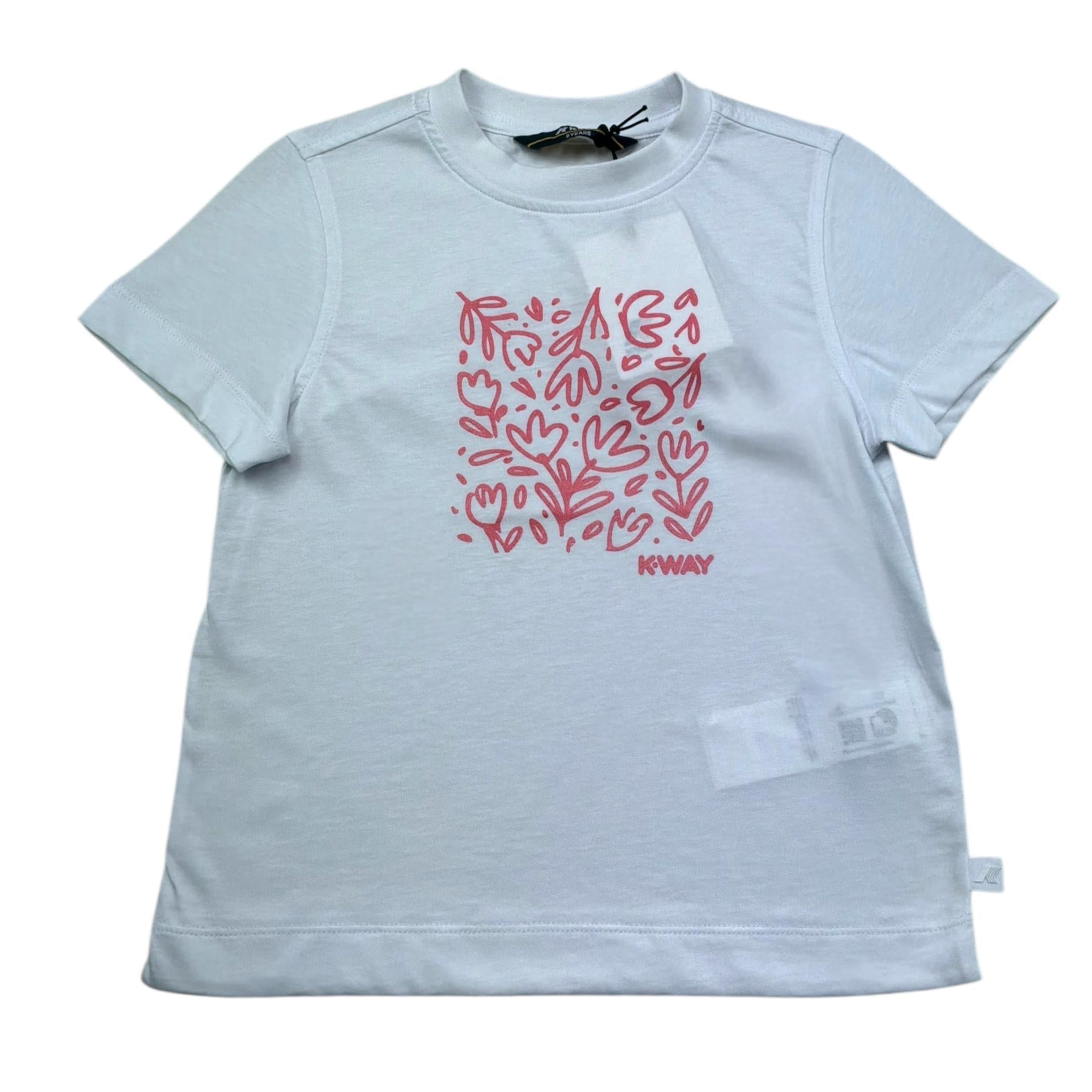 K-Way T-Shirt Girocollo Tinta Unita con Stampa per Bambina K2151QW BIANCO K-WAY 