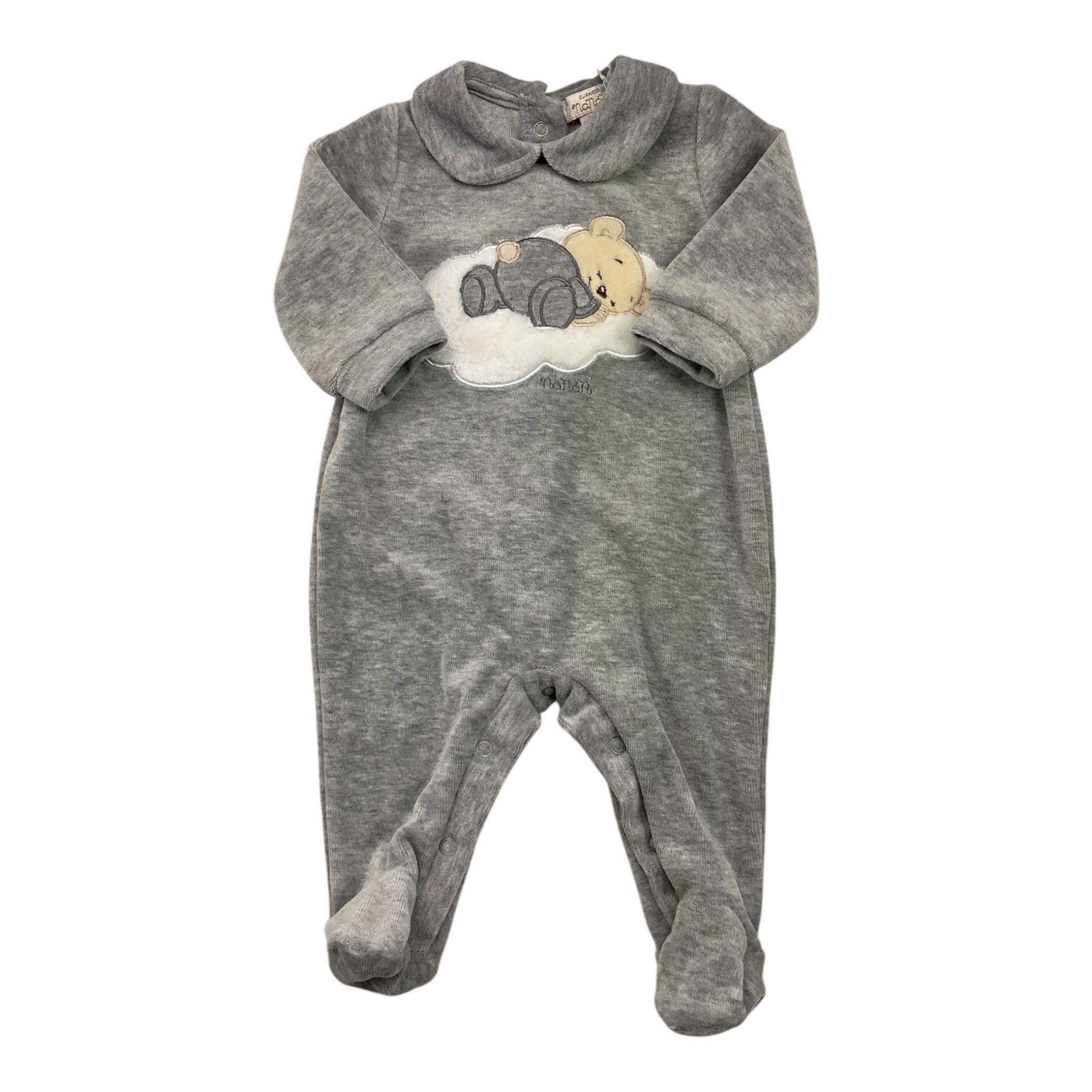 NANAN tutina tinta unita con stampa Grigio per Neonato AI2400101GR GRIGIO NANAN 