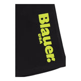 Blauer Bermuda In Solid Color Fleece With Black Logo Print For Boys