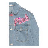 Billieblush Baby Girl Solid Color Denim Jacket with Sequins Light Blue