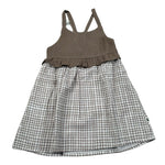 Petit Indi Abito Bicolore con Fantasia Quadri per Neonata SS25BK6527X BIANCO/BEIGE PETIT INDI 