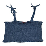 Liu Jo Solid Color Denim Top With Blue Straps For Girls