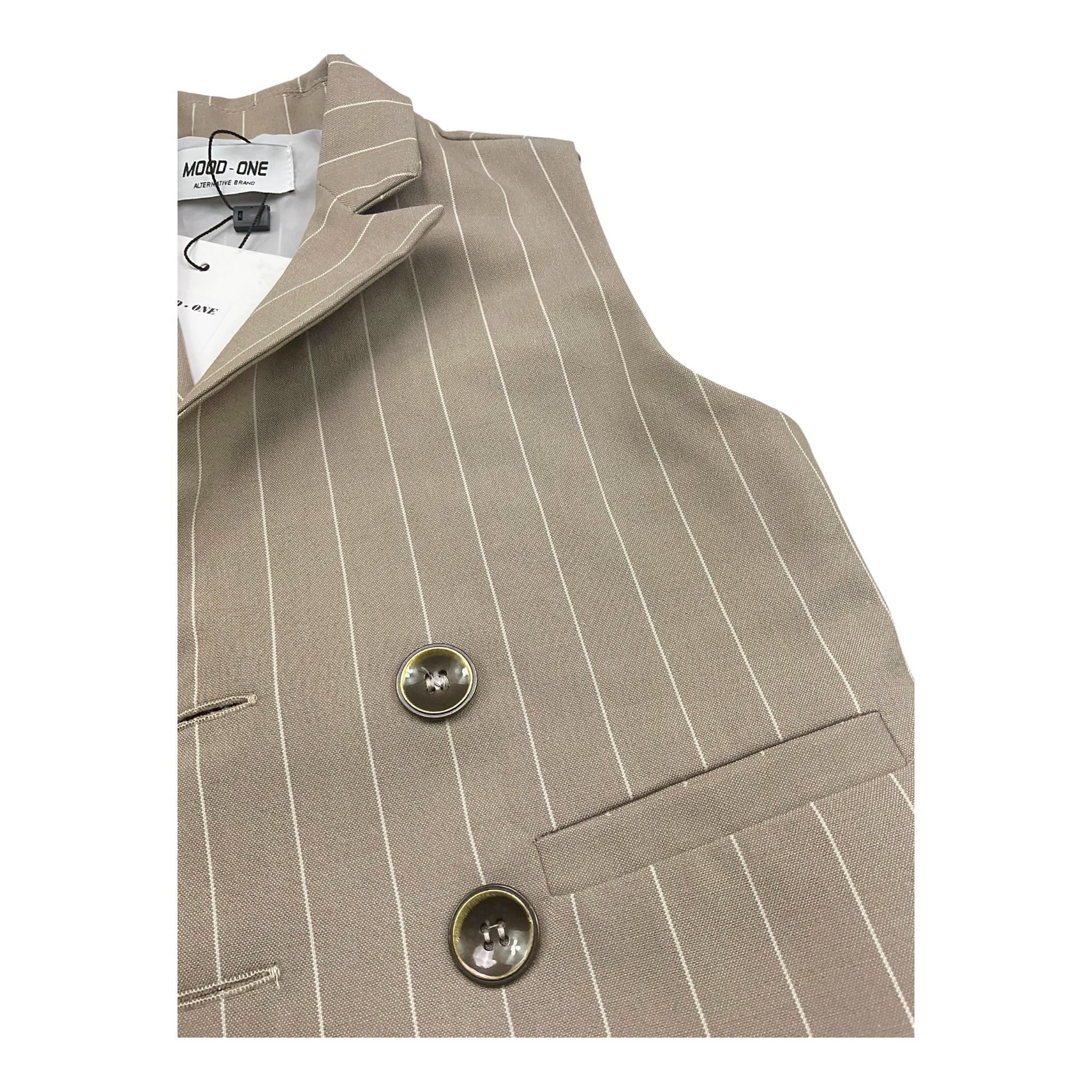 Mood_One Gilet Tinta Unita con Fantasia A Righe per Bambino BGILET FANGO MOOD_ONE 