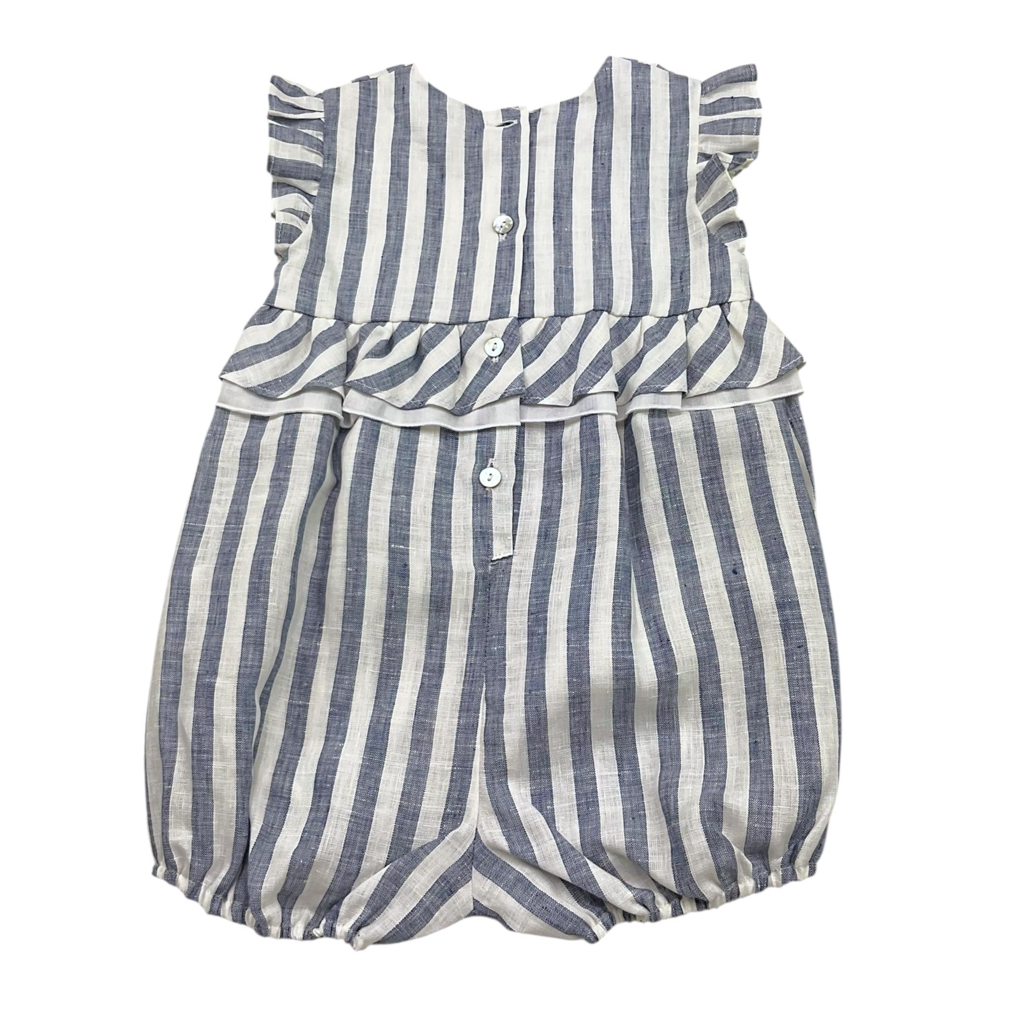 J.O. Milano Pagliaccetto Bicolore con Fantasia A Righe per Neonata 171B4 BIANCO/BLU J.O. MILANO 