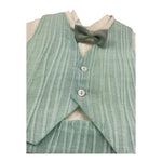 Pontoporponto Completo 4 Pezzi Camicia-Bermuda-Gilet-Papillon per Neonato 6120 BIANCO/VERDE ACQUA PONTOPORPONTO 