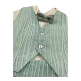Pontoporponto Completo 4 Pezzi Camicia-Bermuda-Gilet-Papillon per Neonato 6120 BIANCO/VERDE ACQUA PONTOPORPONTO 