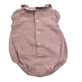Yoedu Solid Color Romper with Pink Collar for Baby Girl