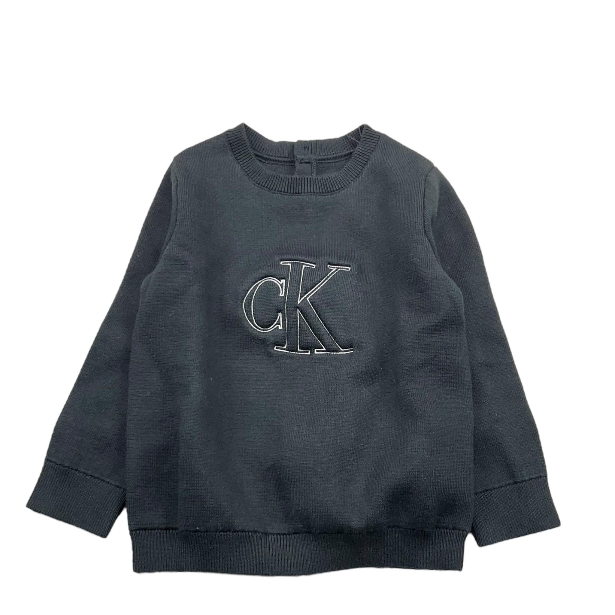 CALVIN KLEIN felpa girocollo tinta unita con stampa Nero per Neonato N00234 NERO CALVIN KLEIN 