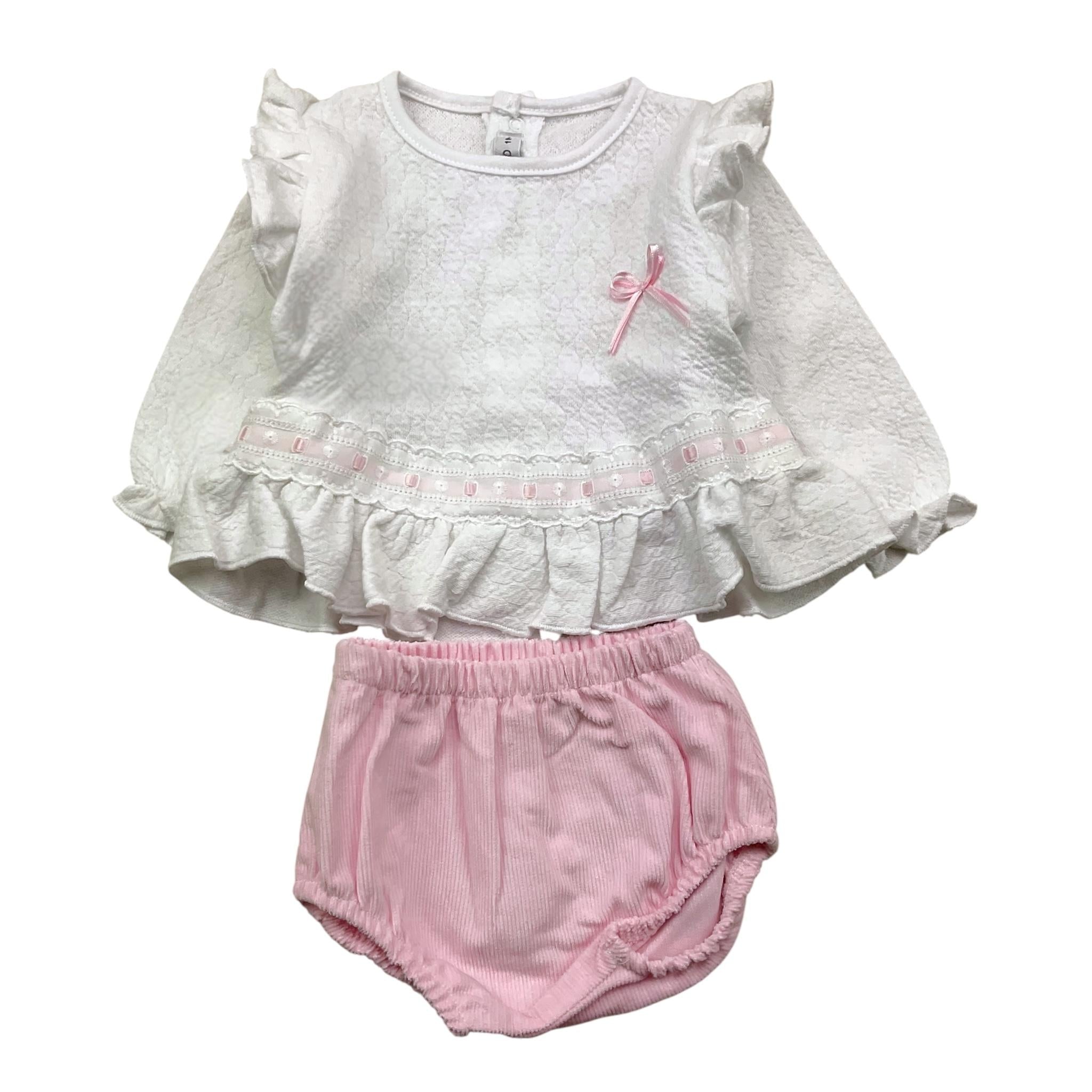 CALAMARO completo 2pz camicia-coulotte bicolore Bianco/rosa per Neonata 17649 BIANCO/ROSA CALAMARO 