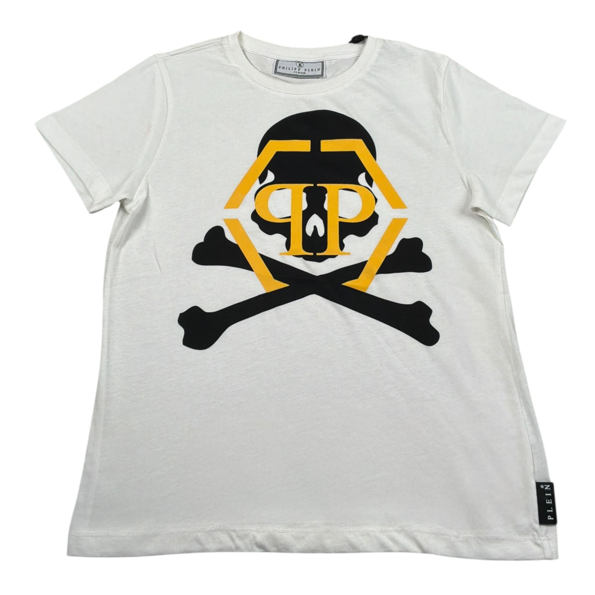 Philipp Plein T-Shirt Girocollo tinta unita con Stampa Bianco per Bambino 2TM004 BIANCO PHILIPP PLEIN 