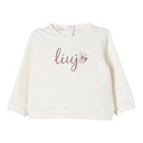 LIU JO felpa chiusa girocollo tinta unita con stampa brillantinata Panna per Neonata HF4038X PANNA LIU JO 