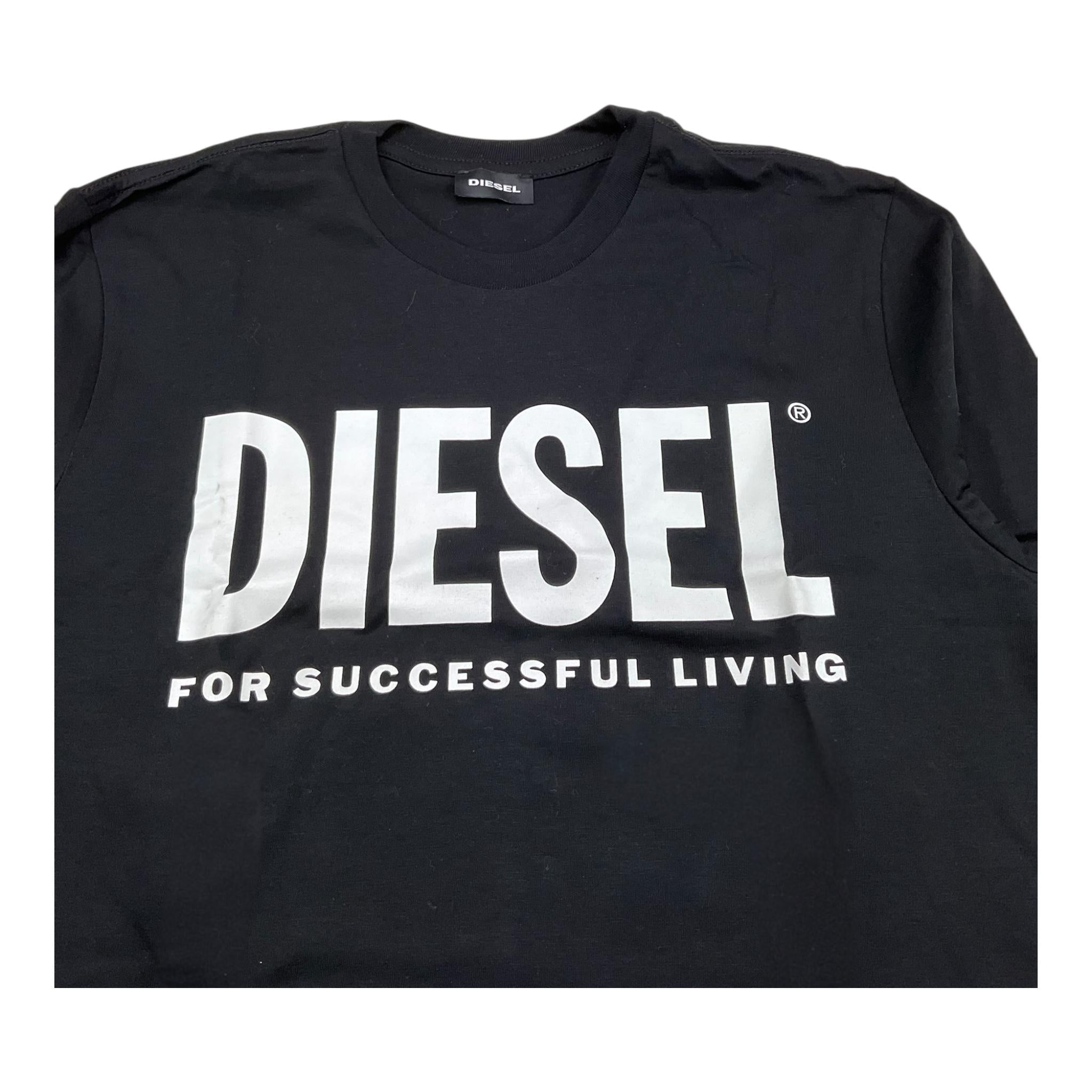 DIESEL shirt girocollo tinta unita con stampa logo Nero per Bambino DIESE NERO DIESEL 