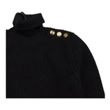 BALMAIN maglia collo alto tinta unita con bottoni in contrasto Nero per Bambina 6R9B40 NERO BALMAIN 