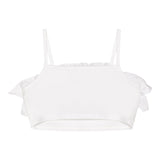 Twinset Plain White Ruffled Spaghetti Strap Top For Girls