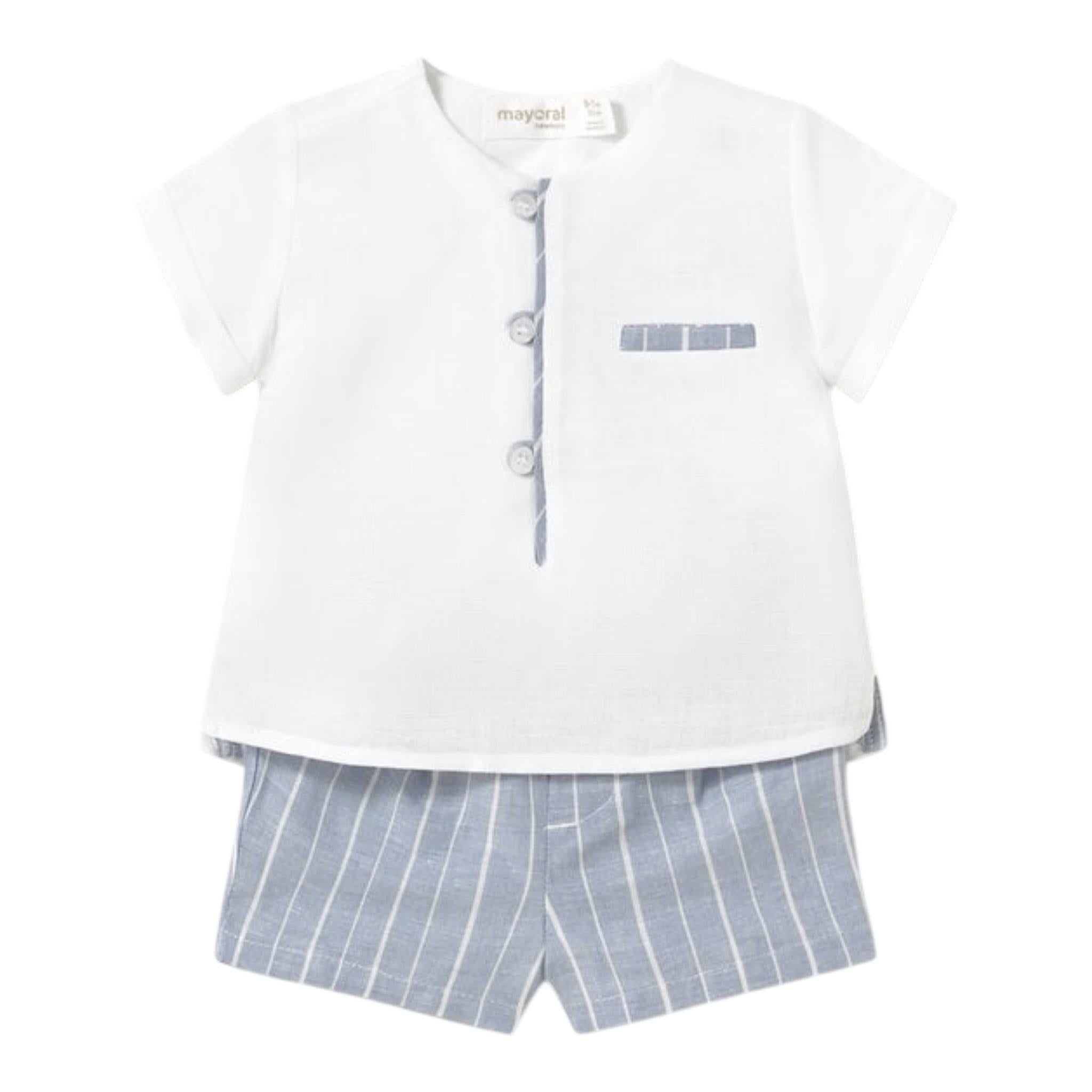Mayoral Completo 2 Pezzi Camicia-Bermuda Bicolore per Neonato 1211 BIANCO/AZZURRO MAYORAL 