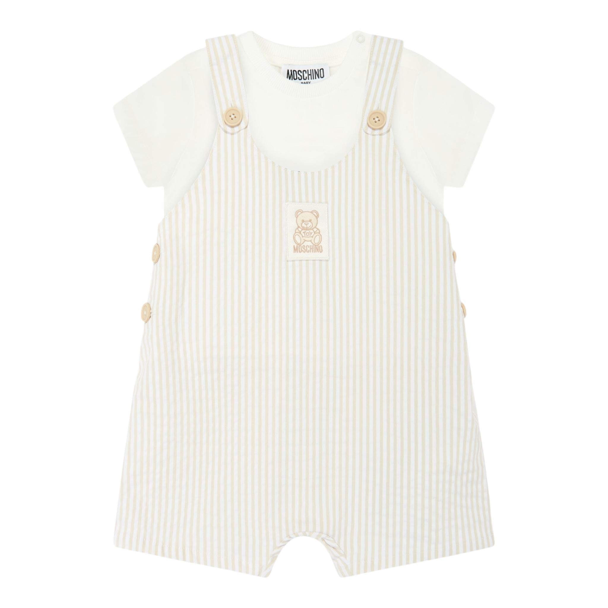 Moschino Completo 2 Pezzi T-Shirt-Salopette per Neonato MUG01LX BEIGE MOSCHINO 