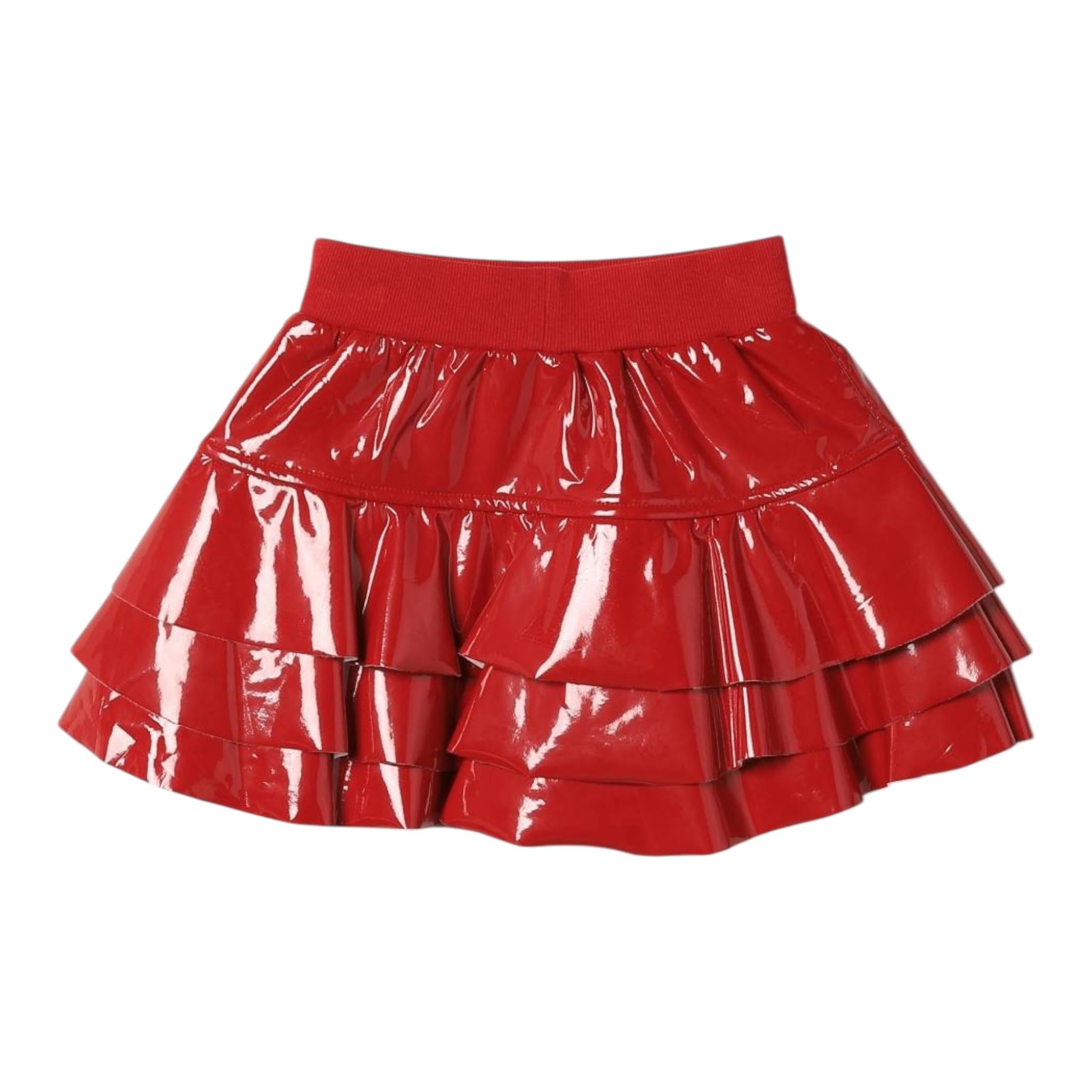 MONNALISA gonna tinta unia in vernice con balze Rosso per Bambina 19D704 ROSSO MONNALISA 
