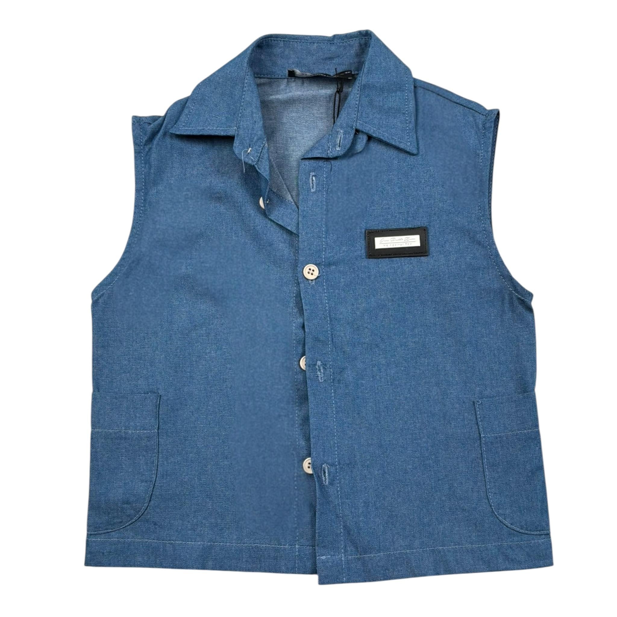 Duepuntozero Camicia Tinta Unita In Denim  per Neonata SMAD3N BLU DUEPUNTOZERO 