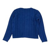 Carre'Ment Beau Cardigan Solid Color With Blue Embroidery For Boys